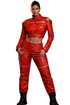 Red Real Leather Jacket & Pants Set