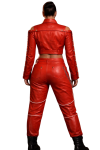 Red Real Leather Jacket & Pants Set