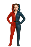 Red and Blue real Leather Catsuit Harley Quinn Cosplay Costume