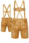 Tan Beige Real Leather Oktoberfest Shorts with Suspenders