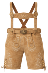 Tan Beige Real Leather Oktoberfest Shorts with Suspenders