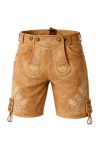 Tan Beige Real Leather Oktoberfest Shorts with Suspenders