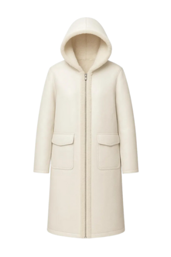 White real Leather Long Coat