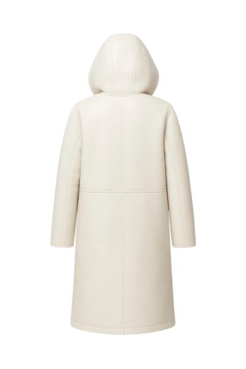 White real Leather Long Coat