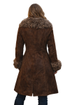 Women’s Brown Suede Coat with Faux Fur Collar