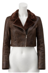 Women’s Real Leather Cropped Jacket