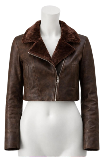 Women’s Real Leather Cropped Jacket Women’s Real Leather Cropped Jacket