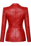 Women’s Red Real Leather Cut Out Jacket