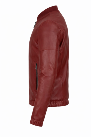 Men’s Burgundy Real Leather Bomber Jacket | Classic Zip-Up Leather Jacket for Men Men’s Burgundy Real Leather Bomber Jacket | Classic Zip-Up Leather Jacket for Men