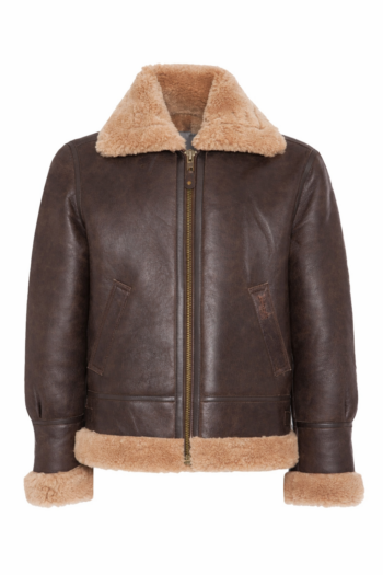 Men’s Brown Shearling Leather Jacket | Real Leather Fur Collar Aviator Jacket for Winter Men’s Brown Shearling Leather Jacket | Real Leather Fur Collar Aviator Jacket for Winter