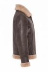 Men’s Brown Shearling Leather Jacket | Real Leather Fur Collar Aviator Jacket for Winter