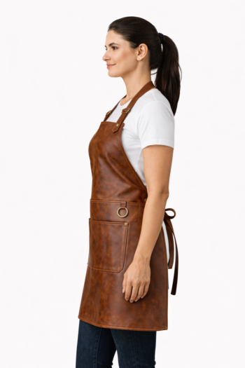 Women’s Brown Real Leather Kitchen Apron | Premium Handmade Leather Cooking Apron