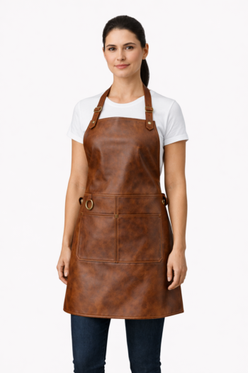 Women’s Brown Real Leather Kitchen Apron | Premium Handmade Leather Cooking Apron
