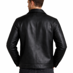 Men’s Black Leather Jacket – Classic Button Style Men’s Black Leather Jacket