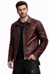 Men’s Maroon Leather Jacket – Classic Zip-Up Genuine Leather Style Men’s Maroon Leather Jacket – Classic Zip-Up Genuine Leather Style