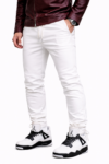 Men’s White Leather Jogger Pants – Slim Fit Premium Streetwear Men’s White Leather Jogger Pants – Slim Fit Premium Streetwear