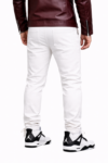 Men’s White Leather Jogger Pants